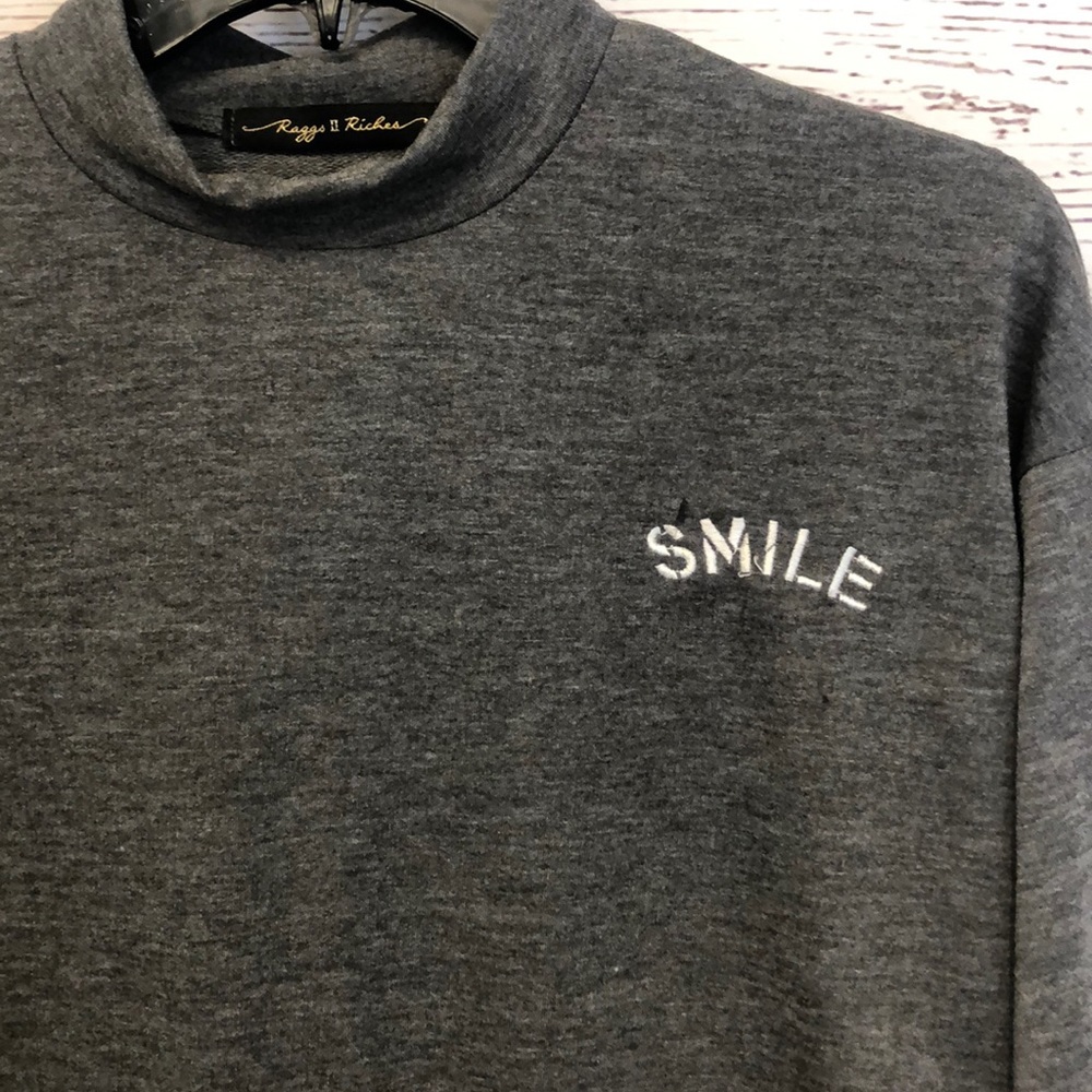 Rags II Riches SMILE mock‎ neck top